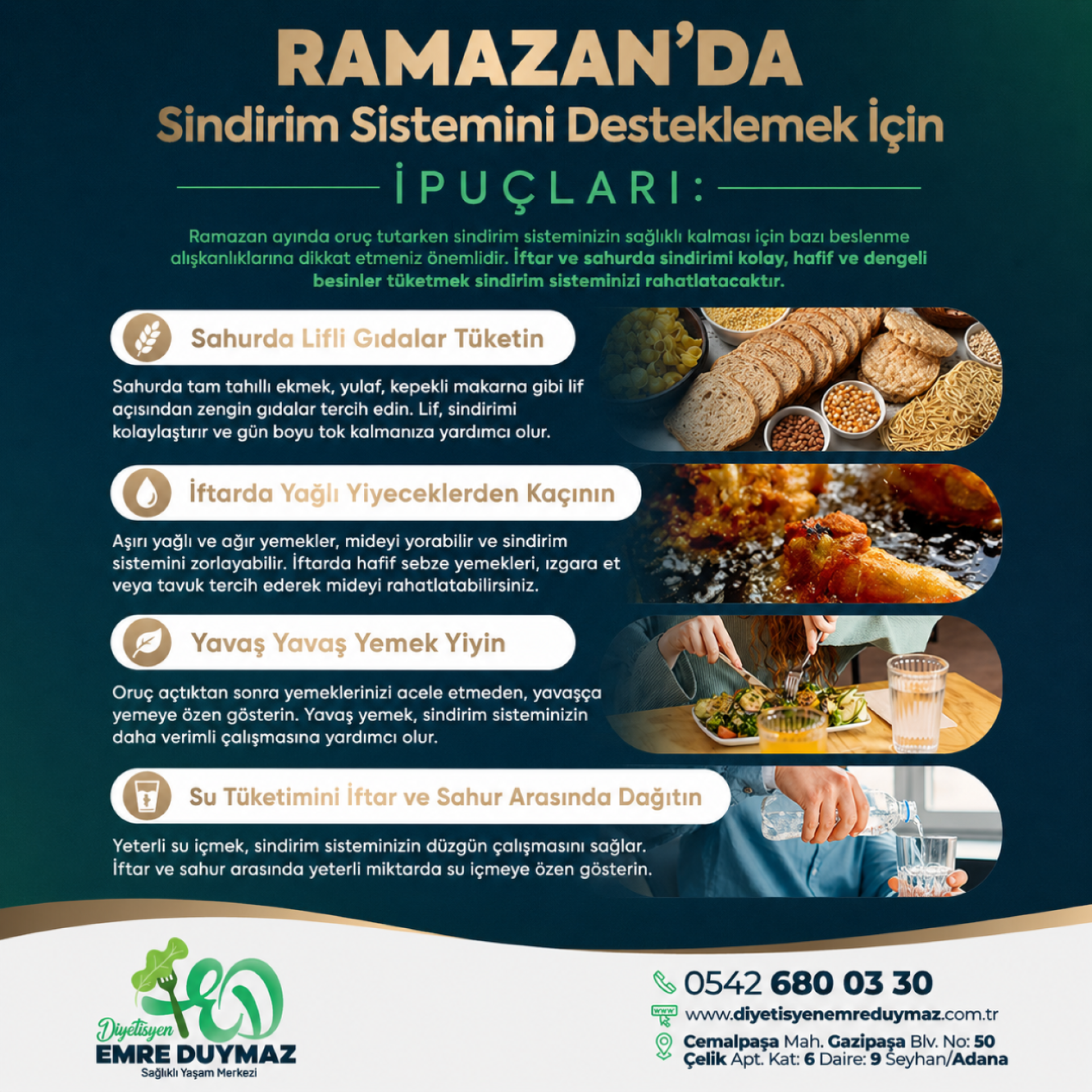 RAMAZAN'DA SİNDİRİM SİSTEMİNİ DESTEKLEMEK İÇİN İPUÇLARI